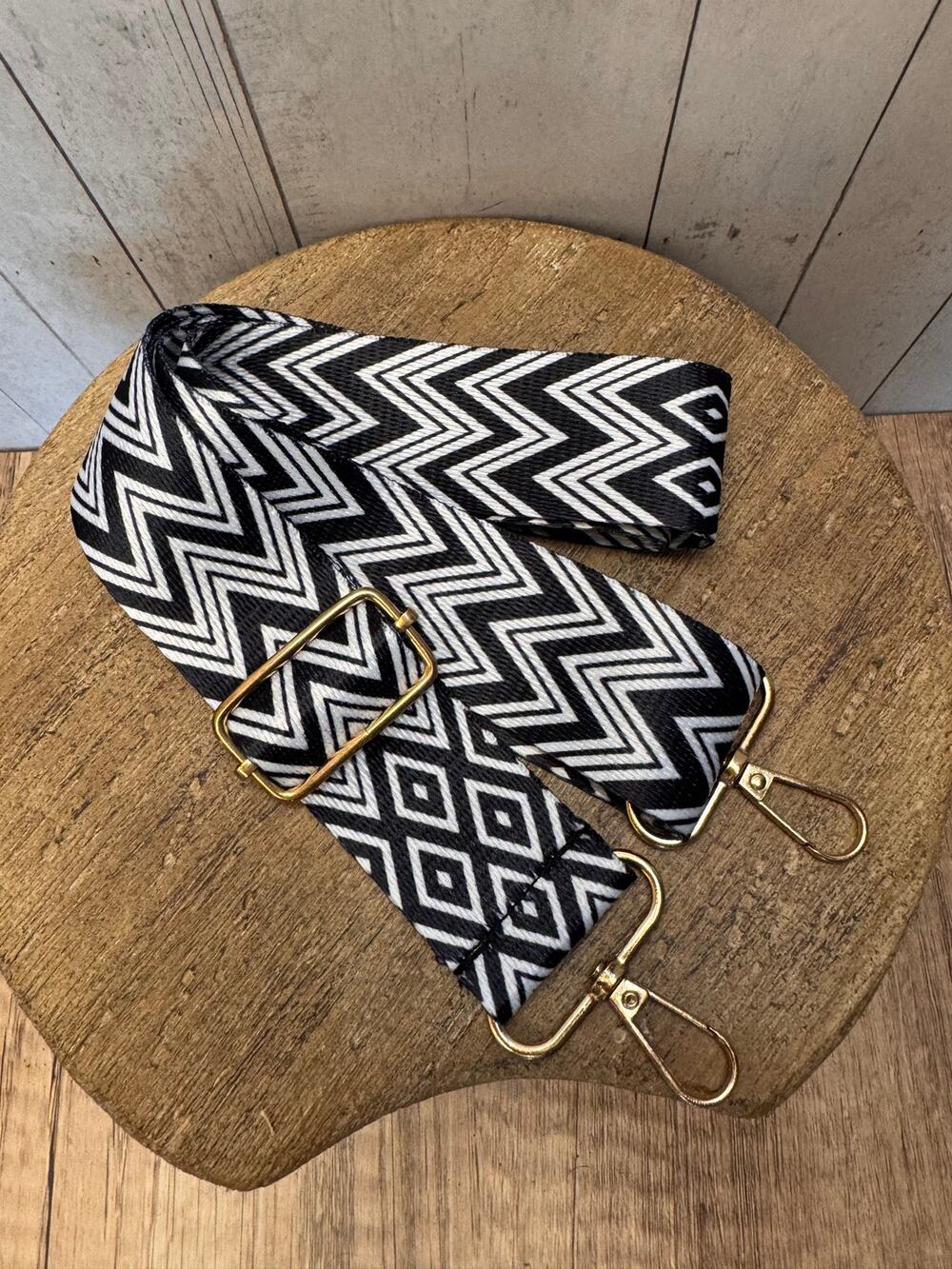Chevron Black White Purse Strap Crossbody Bag Strap NEW! Boho Bag Strap